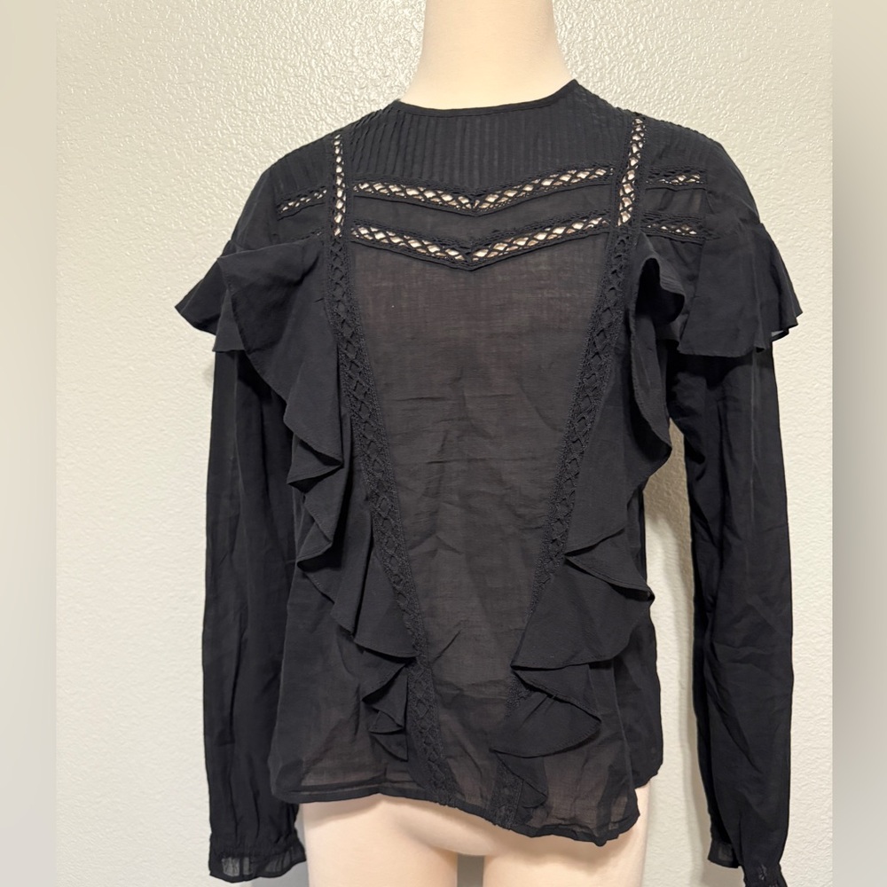 Express Black Lace Ruffle‎ Blouse